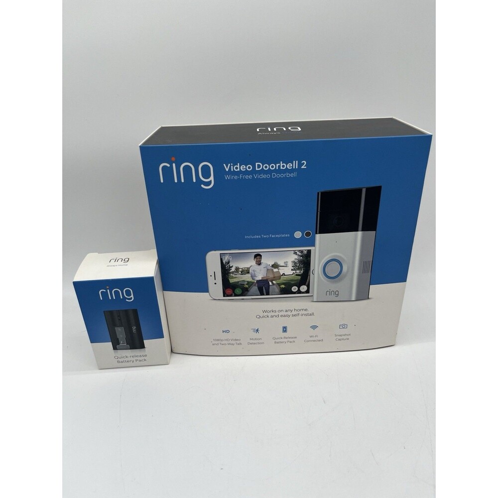 Ring Video Doorbell 2 Wire-Free Video Doorbell & Rechargeable Battery NEW